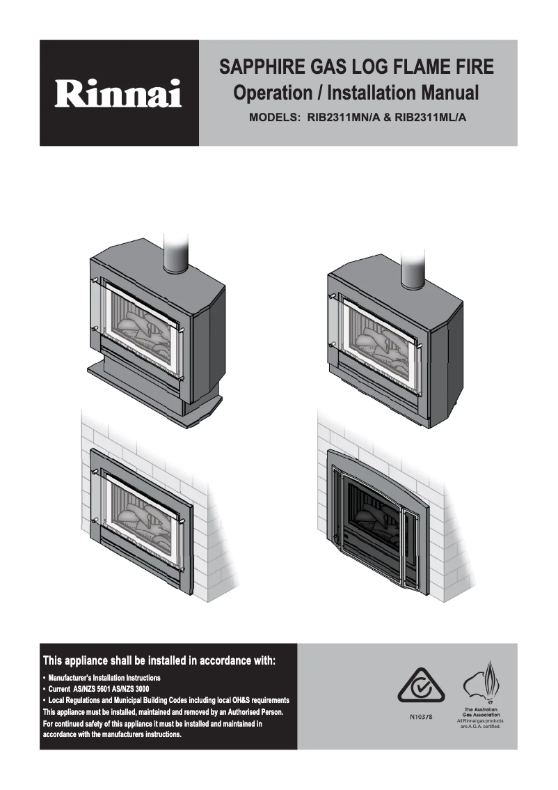 Página 1 del manual Manual de usuario Rinnai Sapphire
