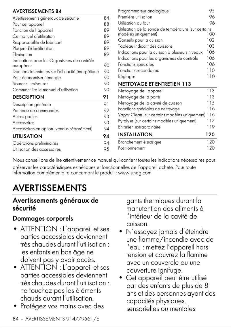 Page n°1 - Manuel utilisateur Smeg SOP6102TN