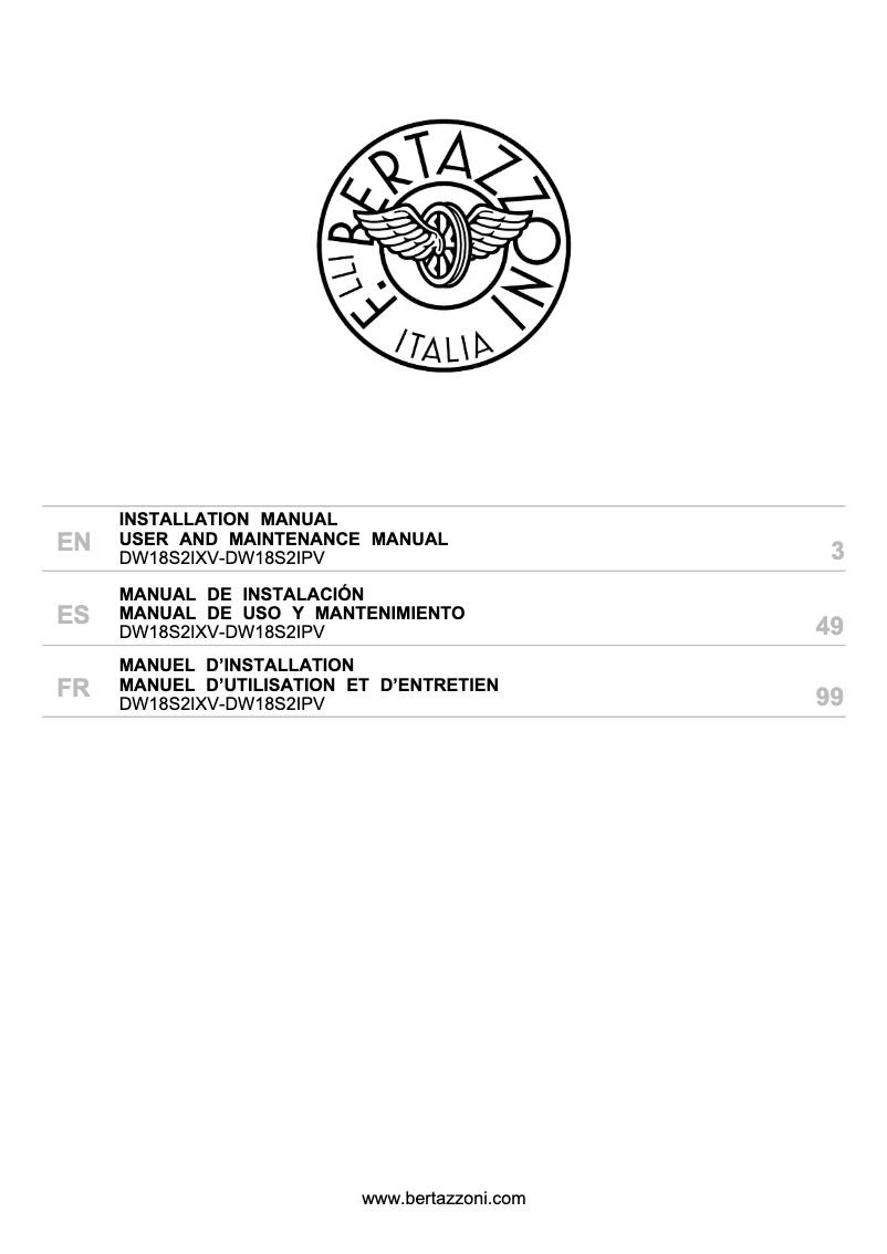 Imagen de la primera página del manual del dispositivo DW18S2IXV