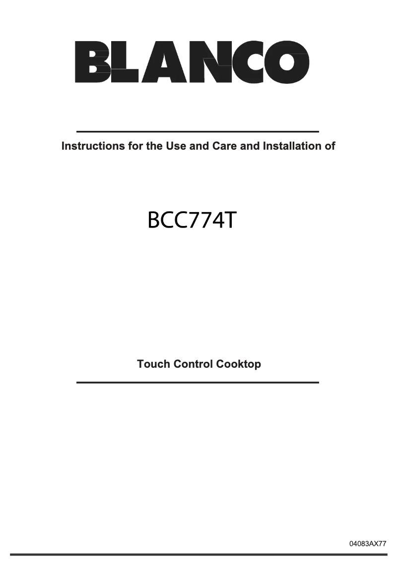 Page n°1 - Manuel utilisateur BLANCO BCC774T