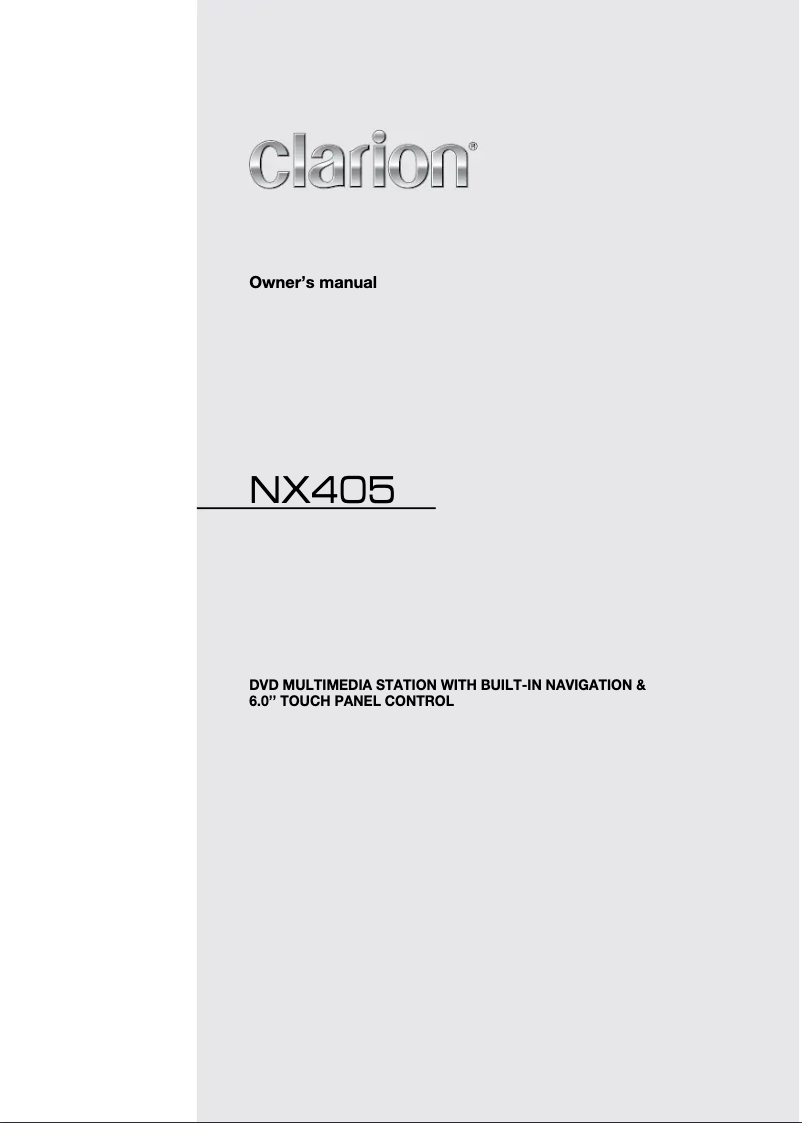 Page n°1 - Manuel utilisateur Clarion NX405