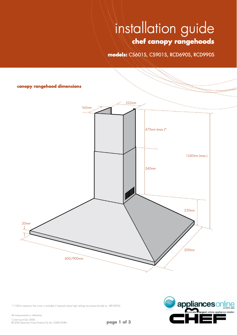 Page n°1 - Guide d'installation Chef RFD902W