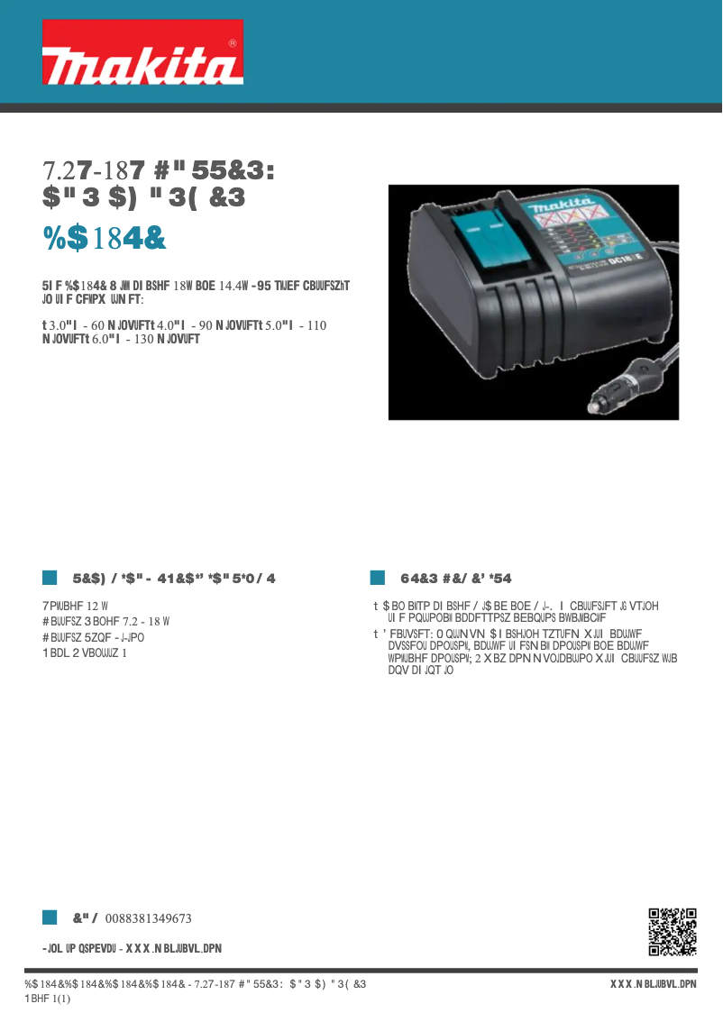 Page 1 de la notice Fiche technique Makita DC18SE