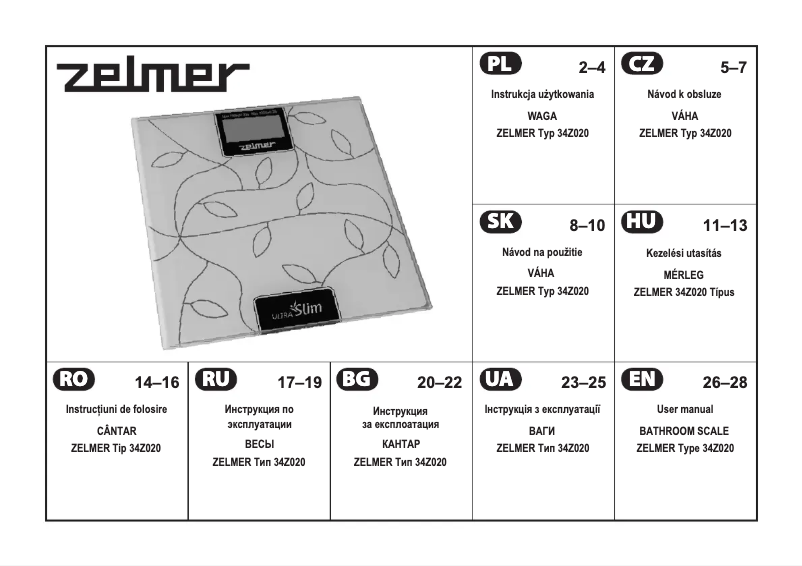 Page 1 de la notice Manuel utilisateur Zelmer 34Z020