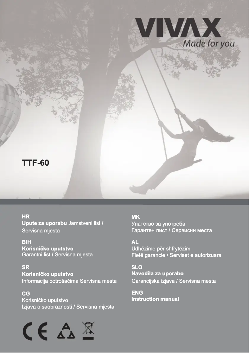 Page n°1 - Manuel utilisateur Vivax TTF-60