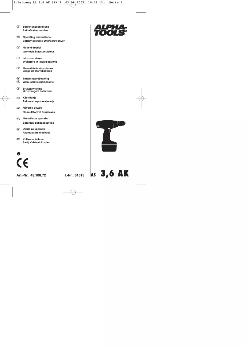 Image de la première page du manuel de l'appareil AS 3,6 AK