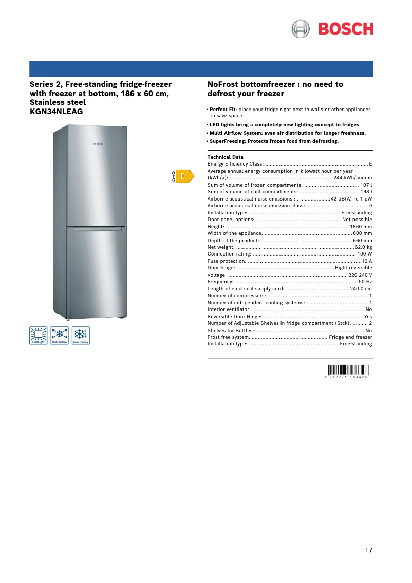 Image de la première page du manuel de l'appareil Serie 2 KGN34NLEAG