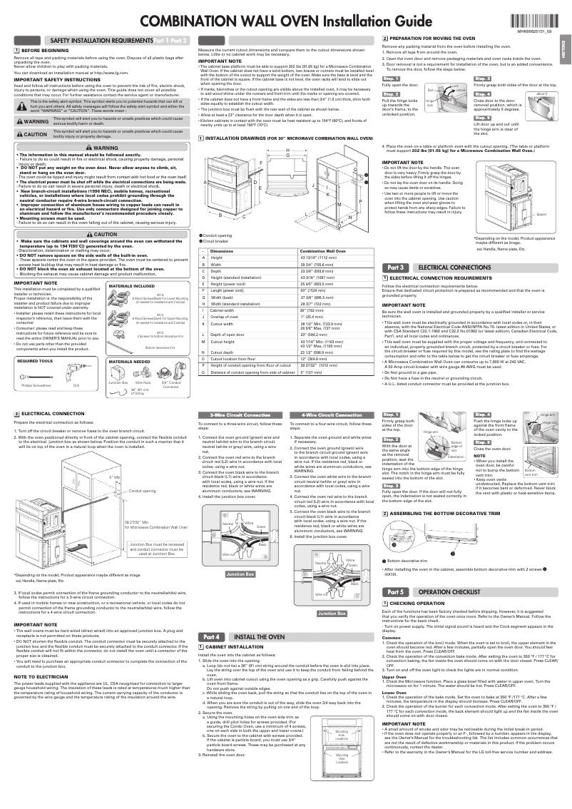 Page n°1 - Guide d'installation LG LWC3063BD