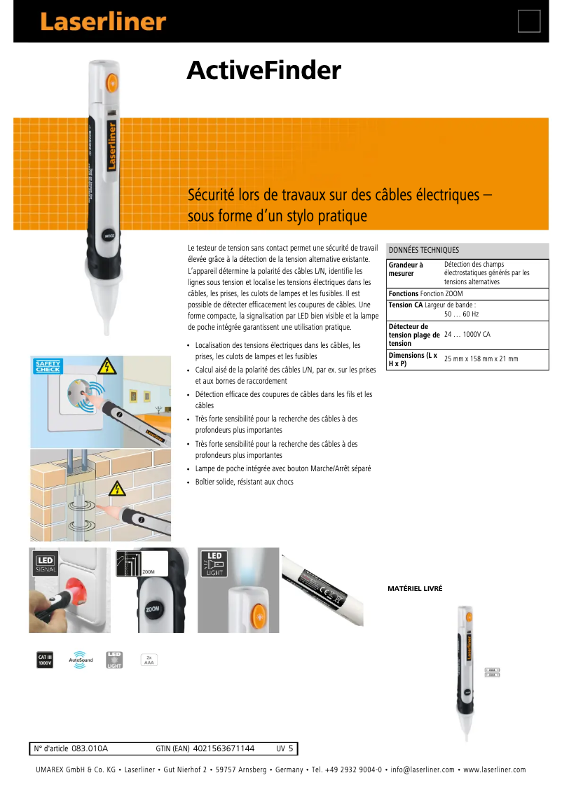 Image de la première page du manuel de l'appareil ActiveFinder