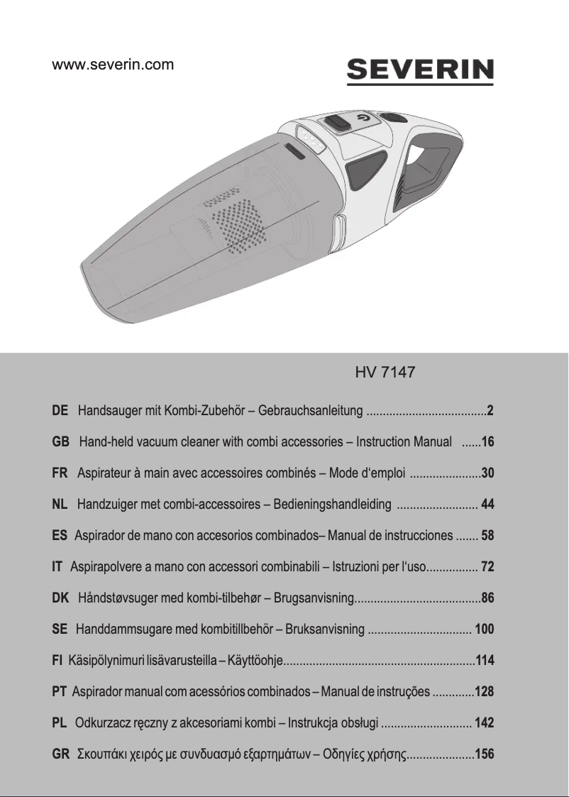 Page n°1 - Manuel utilisateur Severin HV 7147