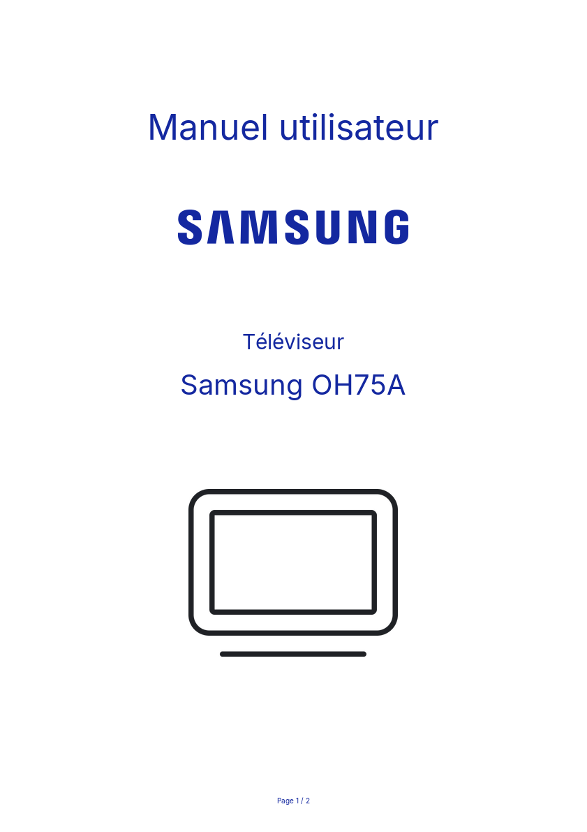 Page n°1 - Manuel utilisateur Samsung OH75A