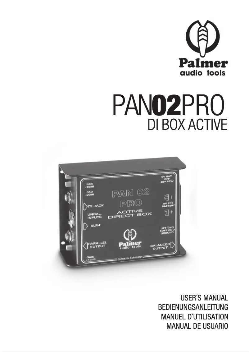 Page n°1 - Manuel utilisateur Palmer PAN 02 PRO