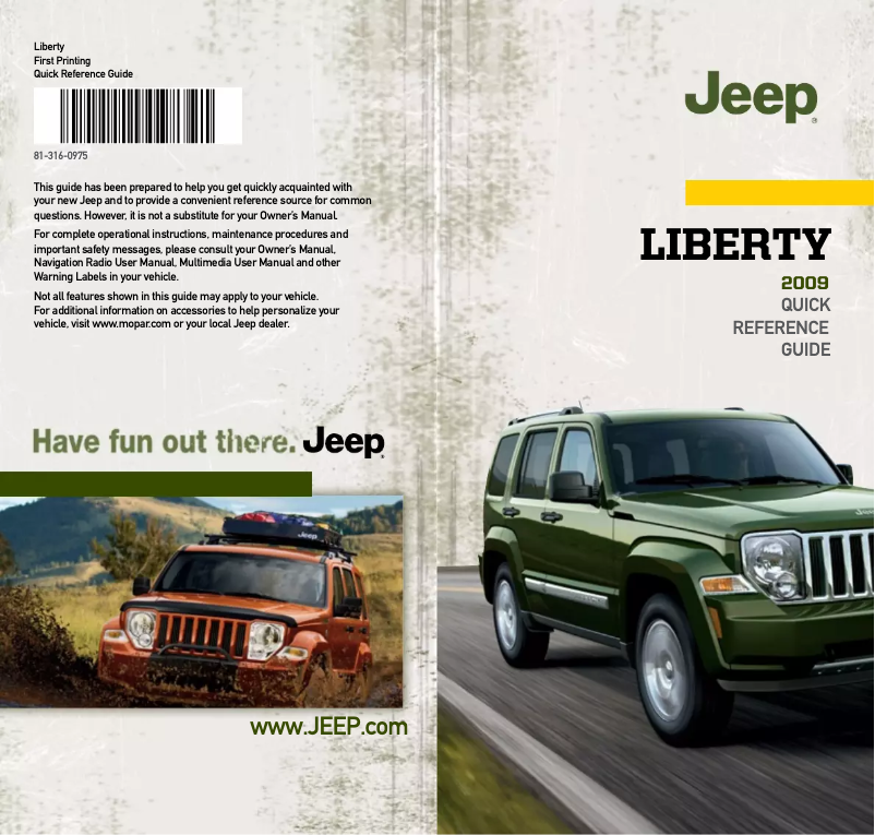 Page 1 de la notice Manuel utilisateur Jeep Liberty (2009)