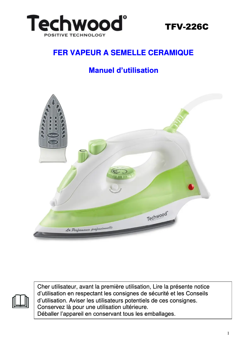 Page n°1 - Manuel utilisateur Techwood TFV-226C