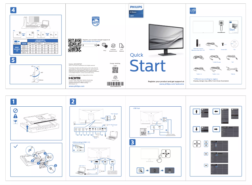 Page 1 de la notice Guide de démarrage rapide Philips Brilliance MultiView 439P1