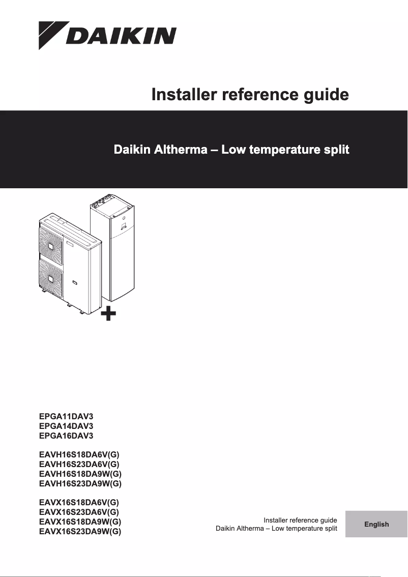 Page 1 de la notice Guide d'installation Daikin EAVH16S18DA9WG