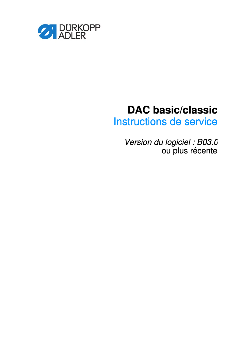 Page n°1 - Manuel utilisateur Dürkopp Adler DAC eco M-Type