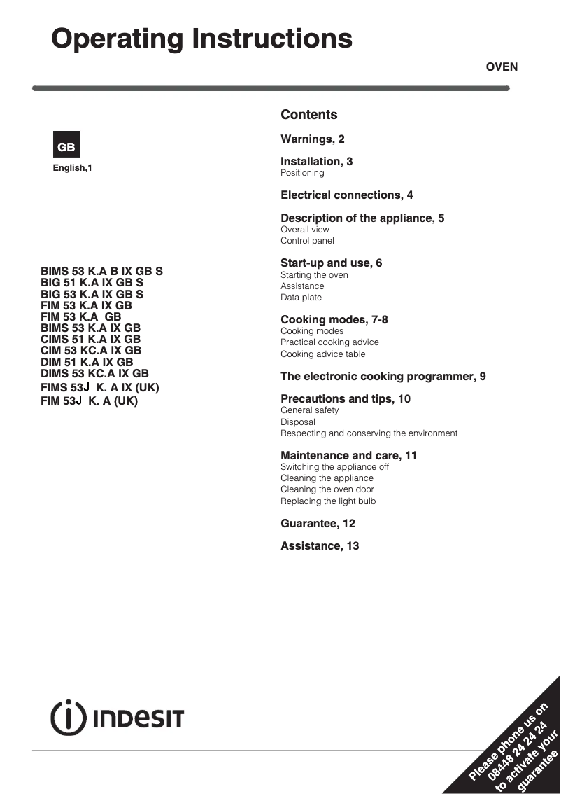 Image de la première page du manuel de l'appareil DIM 51 K.A IX