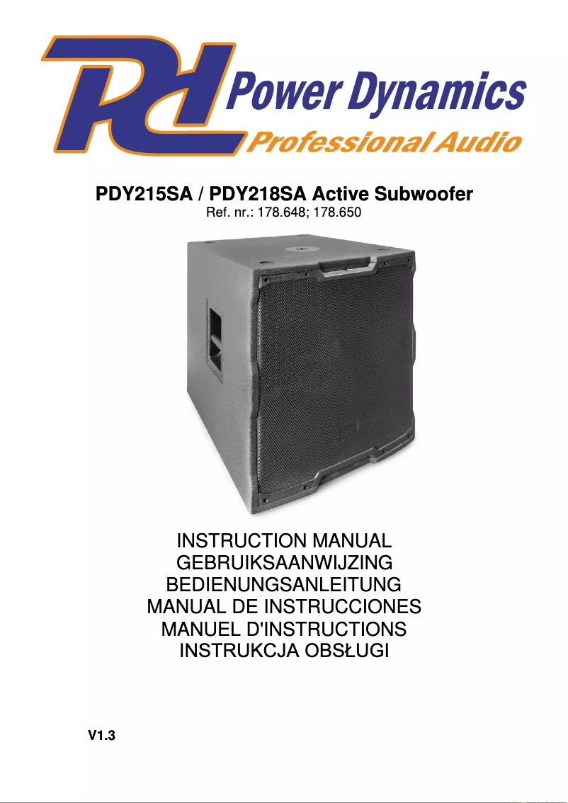 Page n°1 - Manuel utilisateur Power Dynamics PDY218SA