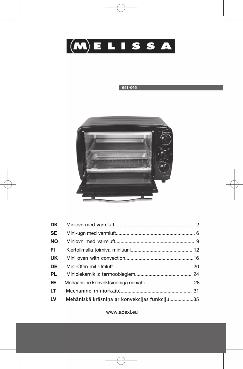 Page 1 de la notice Manuel utilisateur Melissa 651045