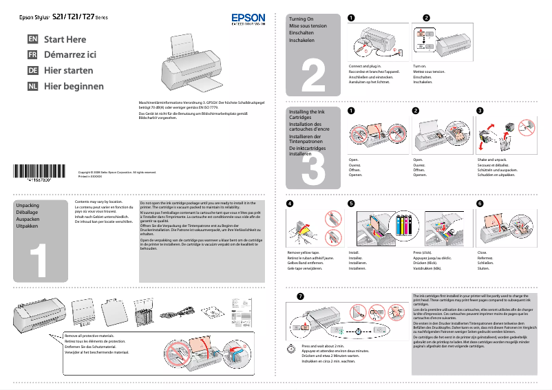 Page 1 de la notice Manuel utilisateur Epson Stylus S21