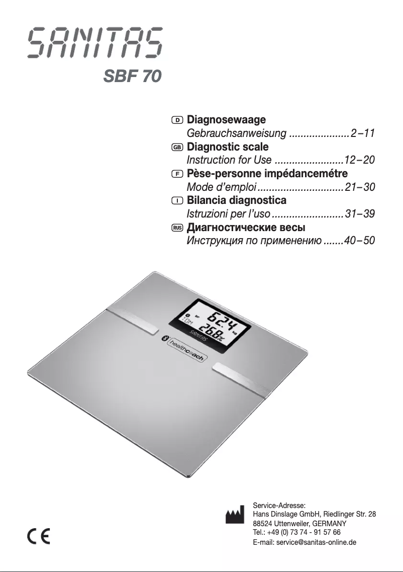 Image de la première page du manuel de l'appareil SBF 70