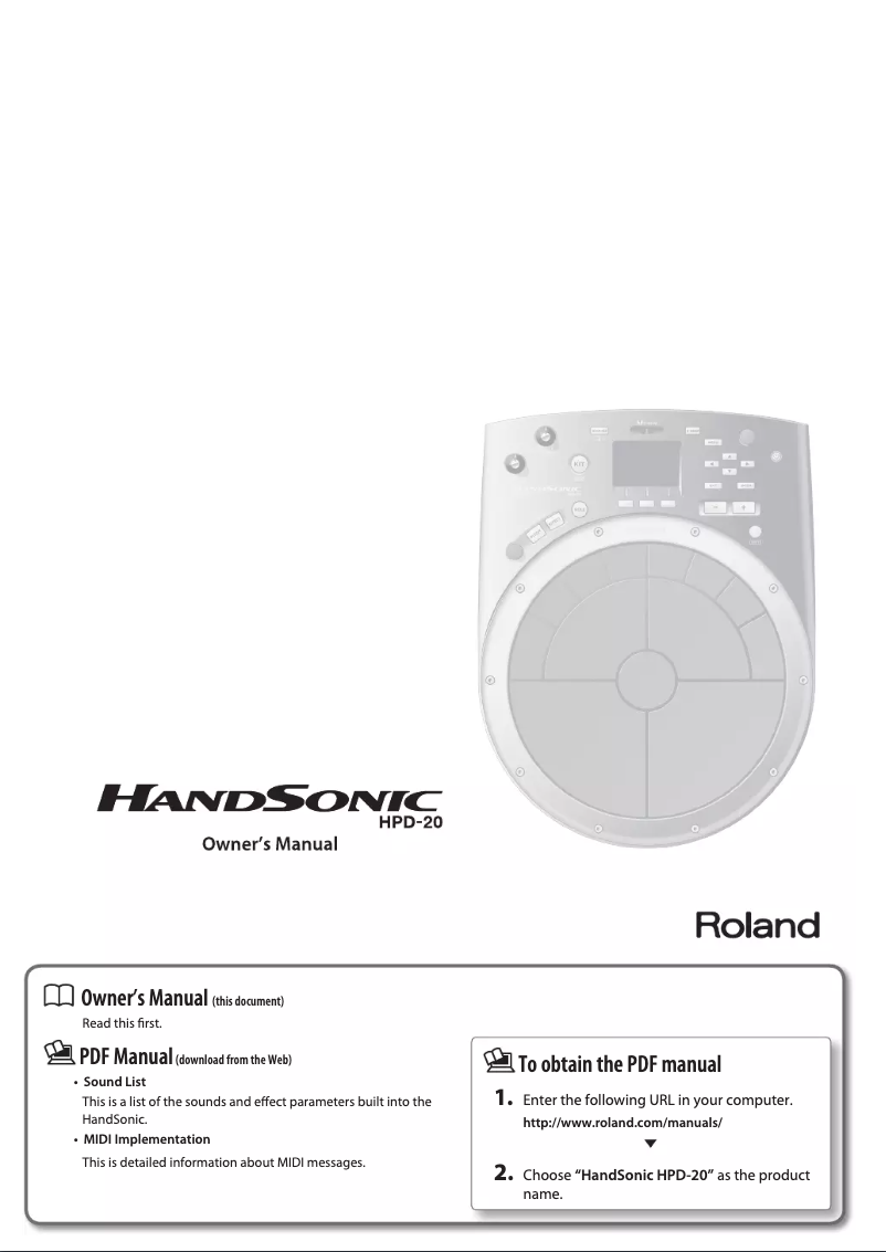 Page n°1 - Manuel utilisateur Roland HPD-20