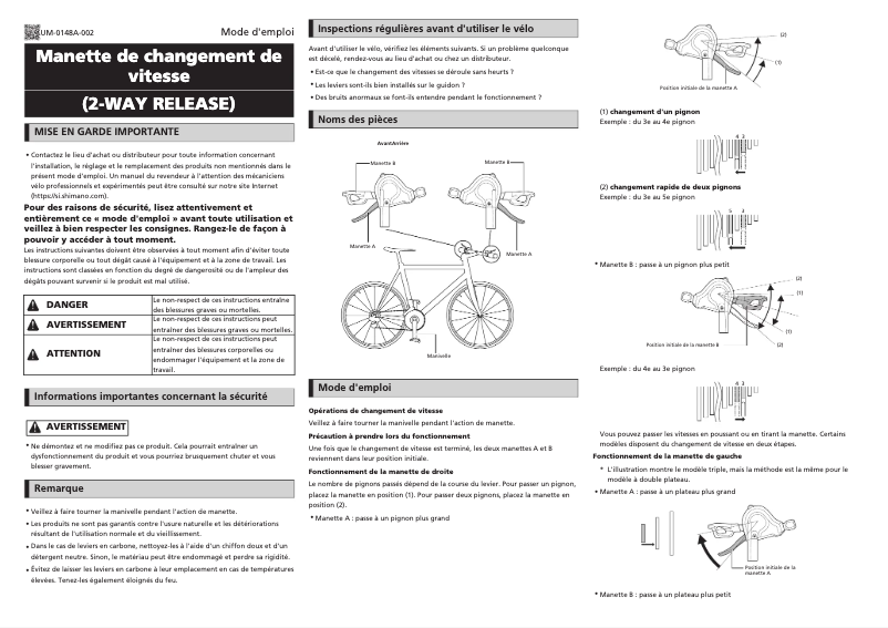 Página 1 del manual Manual de usuario Shimano SL-2400-L