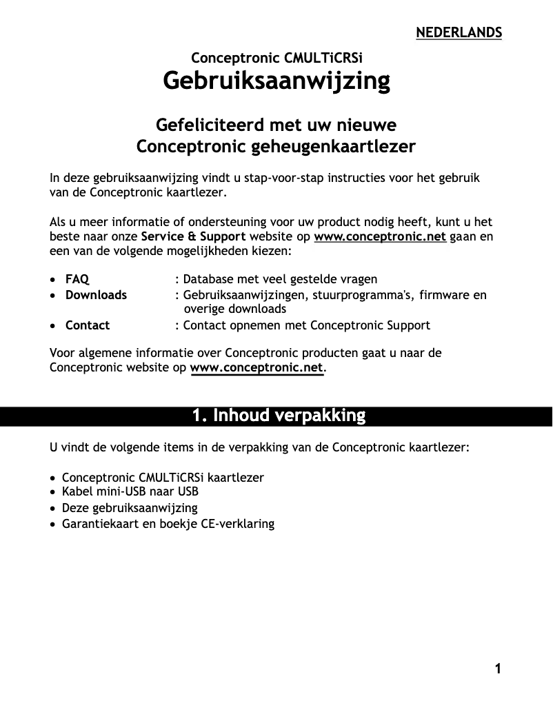 Page 1 de la notice Manuel utilisateur Conceptronic CMULTICRSI