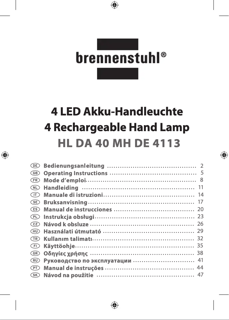 Page 1 de la notice Manuel utilisateur Brennenstuhl HL DA 40 MH DE 4113