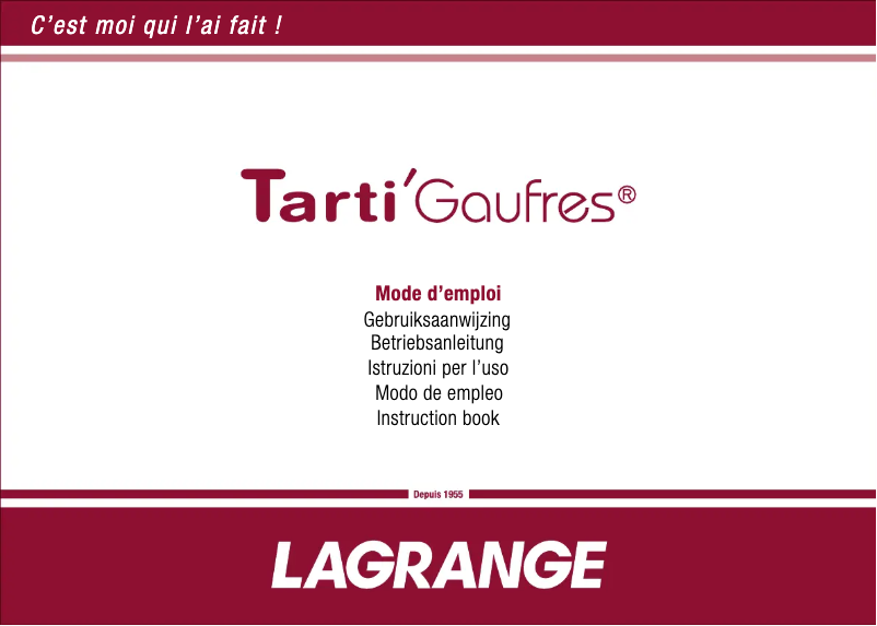 Page 1 de la notice Manuel utilisateur Lagrange Tarti' Gaufres