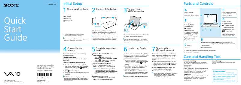 Image de la première page du manuel de l'appareil Vaio Fit 14 SVF14217CXP