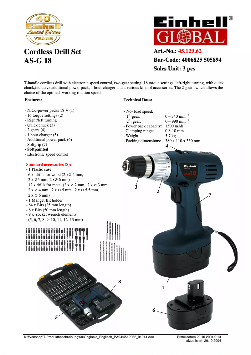 Image de la première page du manuel de l'appareil AS-G 18