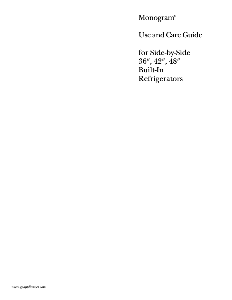 Page 1 de la notice Manuel d'utilisation et d'entretien GE ZISS42DYSS