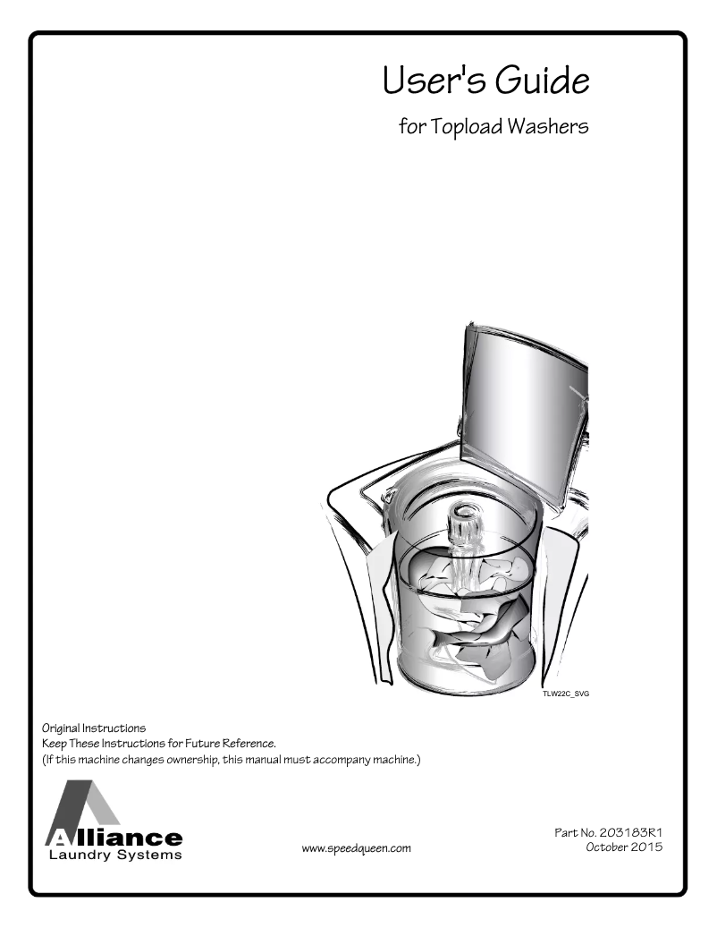 Page n°1 - Manuel utilisateur Speed Queen AWNE82SP113TW01