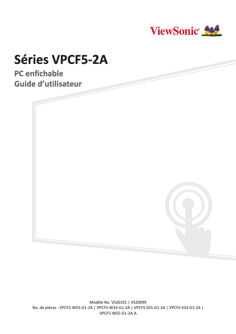 Page 1 de la notice Manuel utilisateur Viewsonic ViewBoard VPCF5-W33-G1-2A