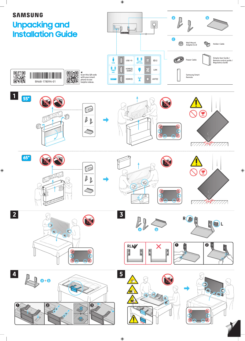 Page 1 de la notice Guide d'installation Samsung QN65S90DAF