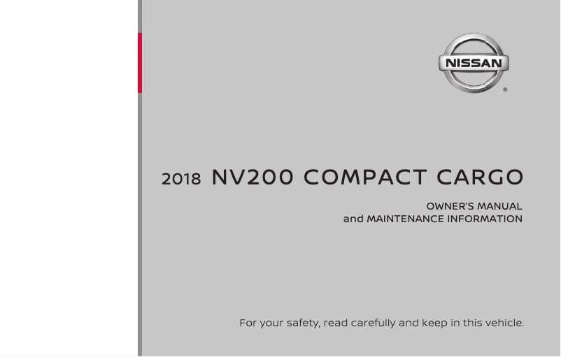 Page 1 de la notice Manuel utilisateur Nissan NV200 Compact Cargo Van (2018)
