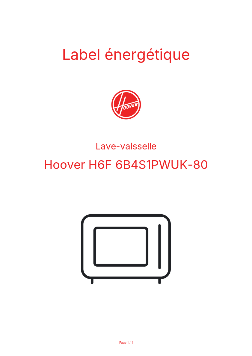 Image de la première page du manuel de l'appareil H6F 6B4S1PWUK-80