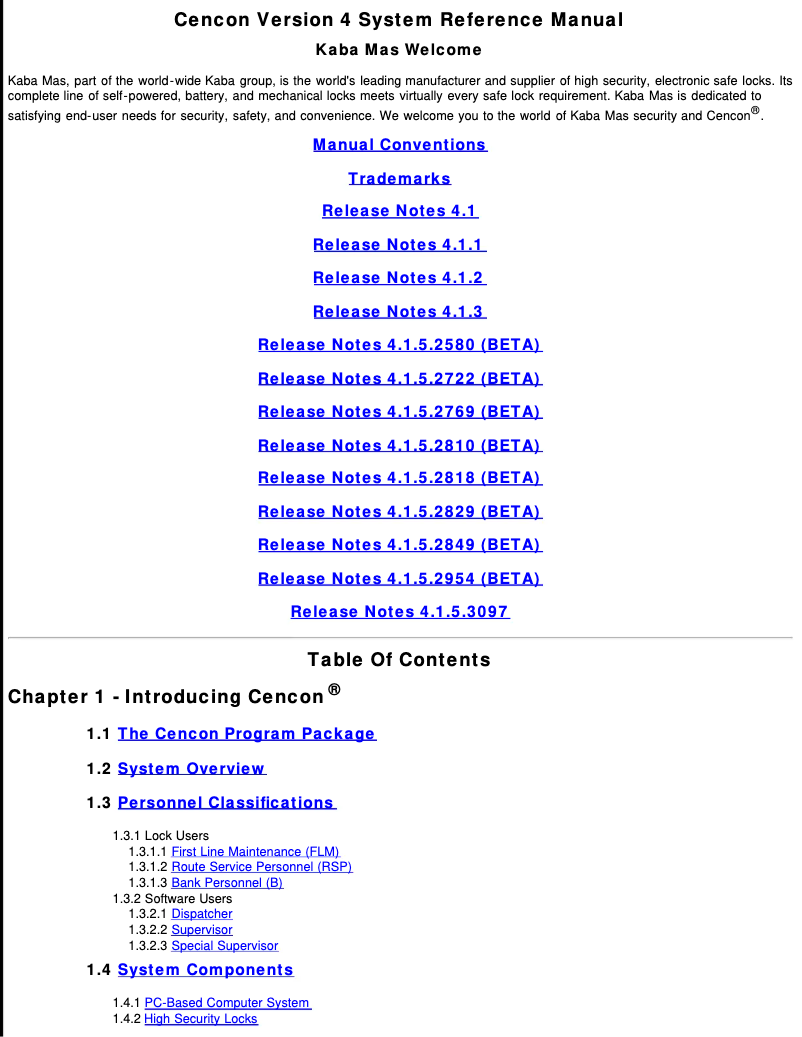 Page 1 de la notice Manuel utilisateur Dormakaba Cencon 4