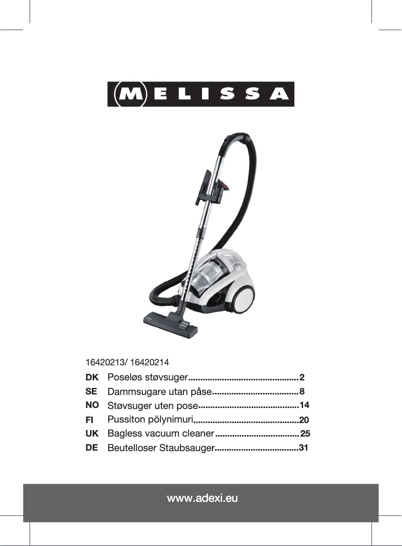 Page n°1 - Manuel utilisateur Melissa 16420214