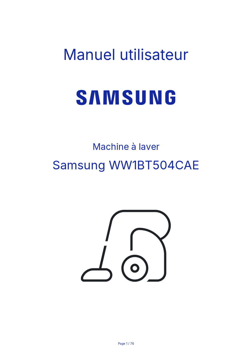 Page n°1 - Manuel utilisateur Samsung WW1BT504CAE