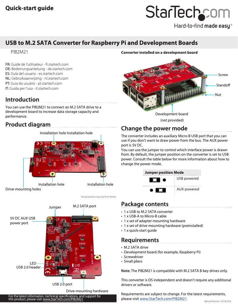 Page n°1 - Manuel utilisateur StarTech.com PIB2M21