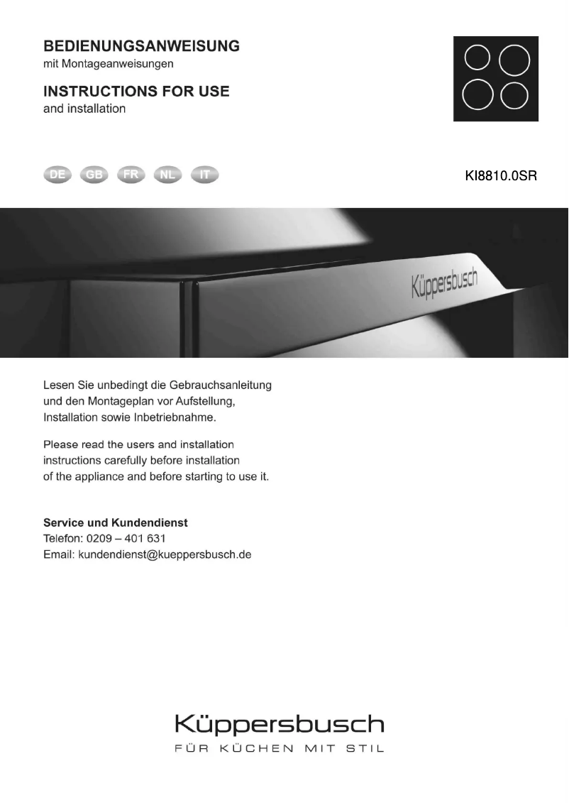 Image de la première page du manuel de l'appareil KI8810.0SR