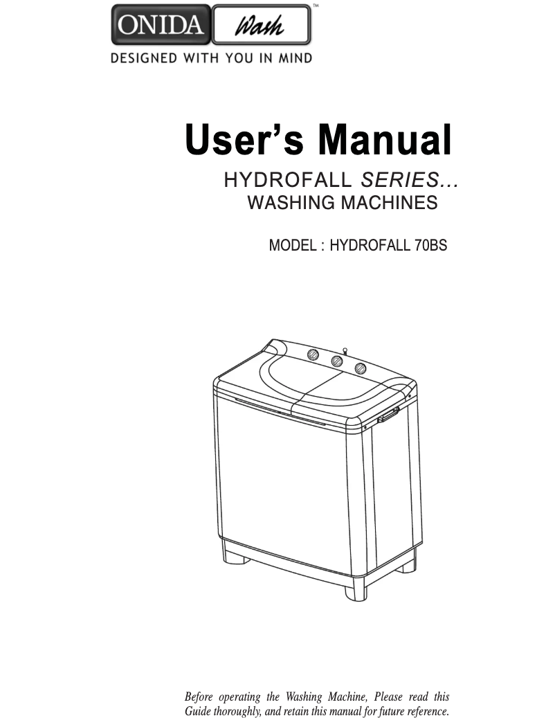 Page n°1 - Manuel utilisateur Onida Hydrofall 70BS