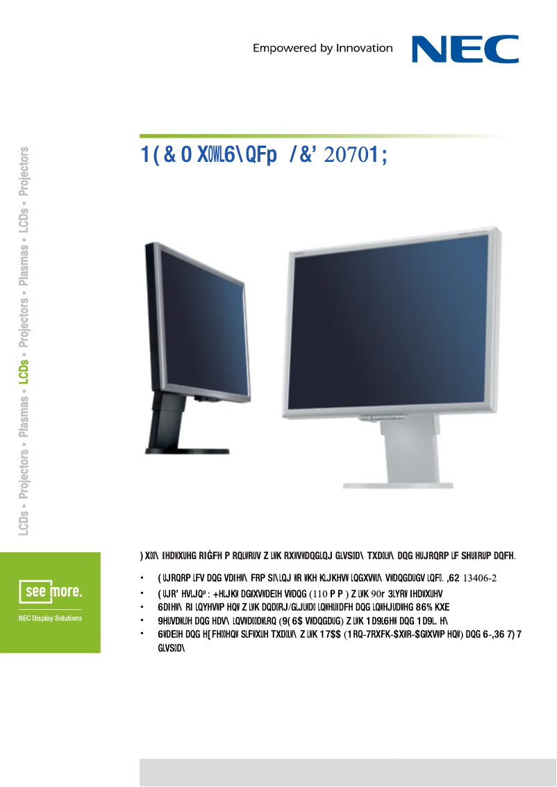 Página 1 del manual Ficha técnica NEC MultiSync LCD2070NX