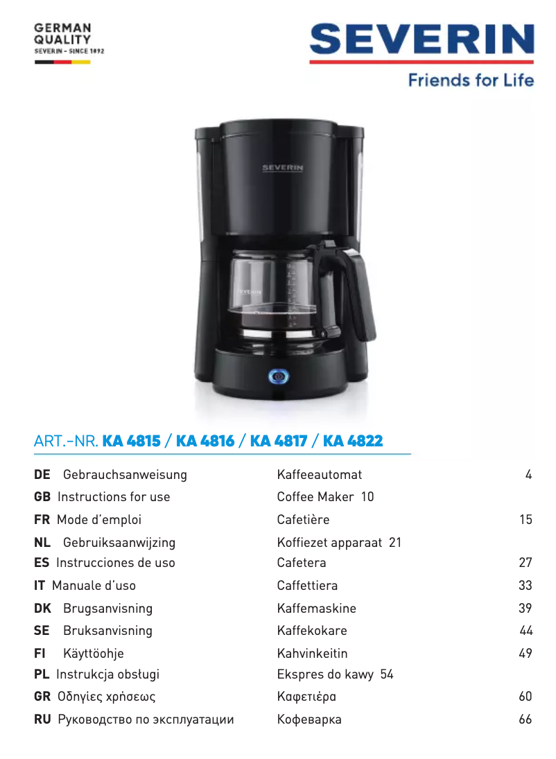 Page n°1 - Fiche technique Severin KA 4815