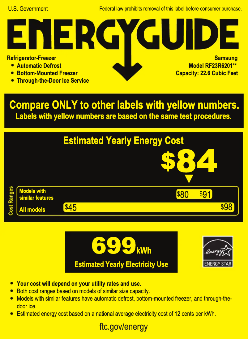 Page n°1 - Label énergétique Samsung RF23R6201DT