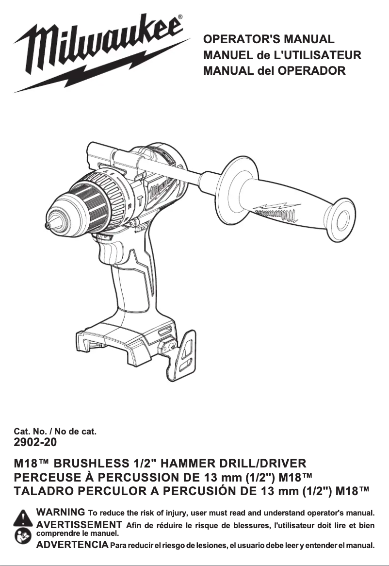 Page 1 de la notice Manuel utilisateur Milwaukee M18 2902-22