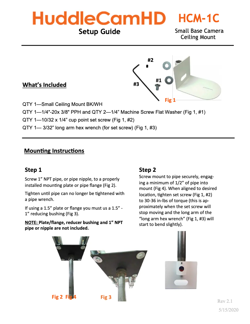 Page n°1 - Manuel utilisateur HuddleCamHD HCM-1